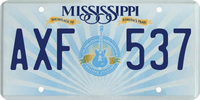 MS license plate AXF537