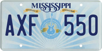 MS license plate AXF550