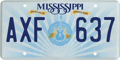 MS license plate AXF637
