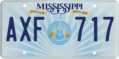 MS license plate AXF717