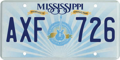 MS license plate AXF726