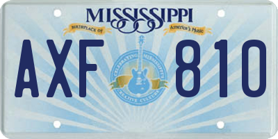MS license plate AXF810
