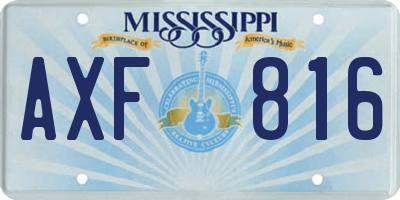 MS license plate AXF816