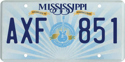 MS license plate AXF851