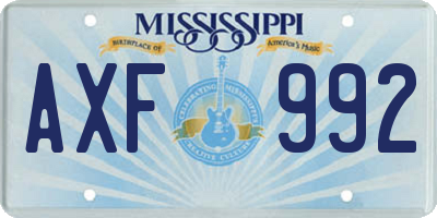 MS license plate AXF992