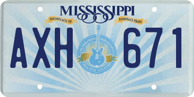 MS license plate AXH671