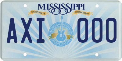 MS license plate AXI000