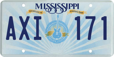MS license plate AXI171