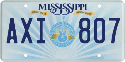 MS license plate AXI807