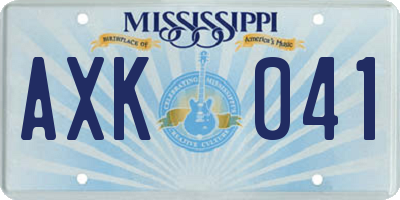 MS license plate AXK041