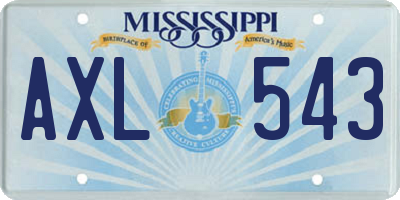 MS license plate AXL543