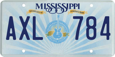 MS license plate AXL784