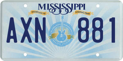MS license plate AXN881