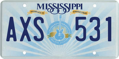 MS license plate AXS531