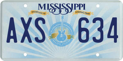 MS license plate AXS634