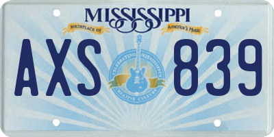 MS license plate AXS839