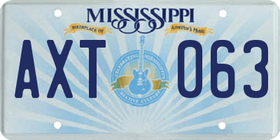 MS license plate AXT063