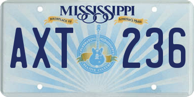 MS license plate AXT236