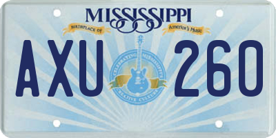 MS license plate AXU260