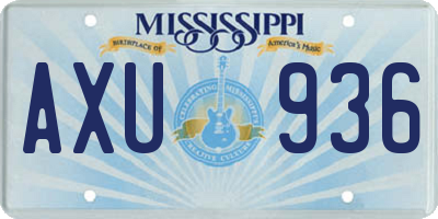 MS license plate AXU936