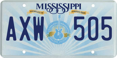 MS license plate AXW505