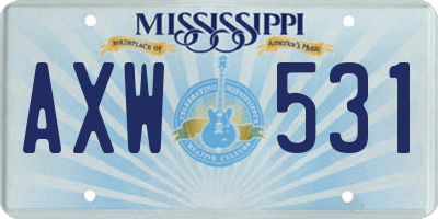 MS license plate AXW531