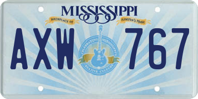 MS license plate AXW767