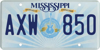 MS license plate AXW850