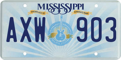 MS license plate AXW903