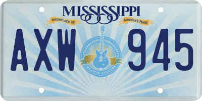 MS license plate AXW945