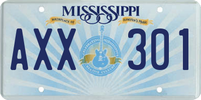 MS license plate AXX301