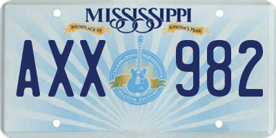 MS license plate AXX982