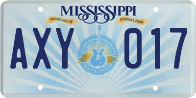 MS license plate AXY017