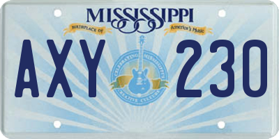 MS license plate AXY230