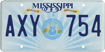 MS license plate AXY754