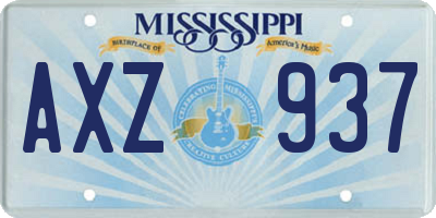 MS license plate AXZ937
