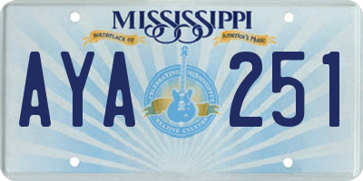 MS license plate AYA251