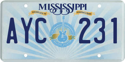 MS license plate AYC231