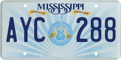 MS license plate AYC288