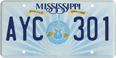 MS license plate AYC301