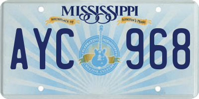 MS license plate AYC968