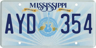 MS license plate AYD354