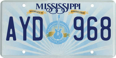 MS license plate AYD968