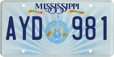 MS license plate AYD981