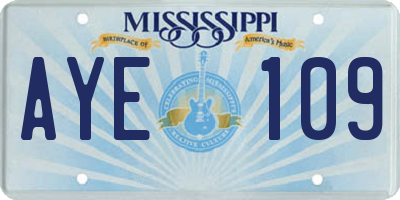 MS license plate AYE109