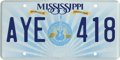 MS license plate AYE418