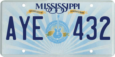 MS license plate AYE432