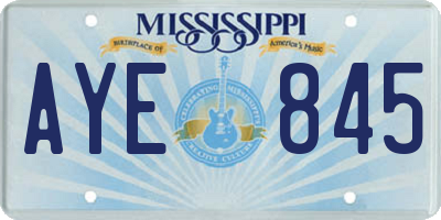 MS license plate AYE845