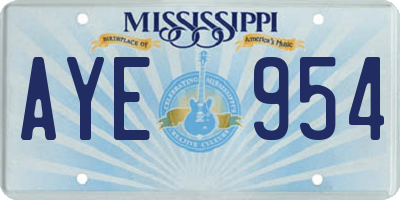 MS license plate AYE954