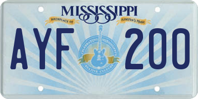 MS license plate AYF200